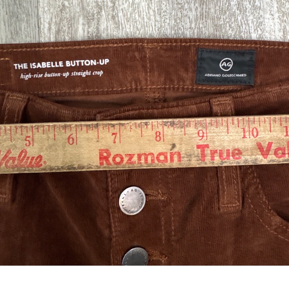 AG Adriano Goldschmied The Isabelle Button-Up Brown Corduroy Straight Crop 27R - Picture 3 of 10